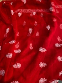 Beautiful Red Chikankari Unstiched Dress - Unstiched