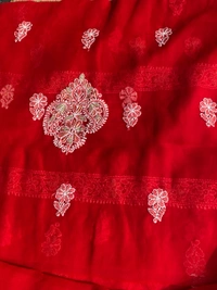 Beautiful Red Chikankari Unstiched Dress - Unstiched