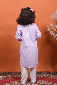 Purple Chikankari Kids Kurti Plazo Sets - Purple, 26