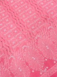 Peach Chikankari Unstiched Dress Material