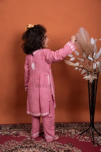 Onion Pink Kids Chikankari Naira Style Dress - Onion Pink, 32