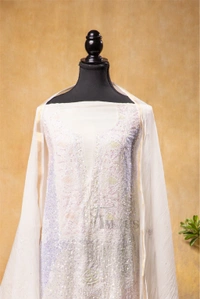 Exquisite Chikankari With Full Sequins Jaal Work Unstiched Dress Material - Unstiched