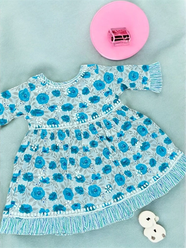 Kids Chikankari  Co-ord Sets In Mulmul Print(Dark Blue)