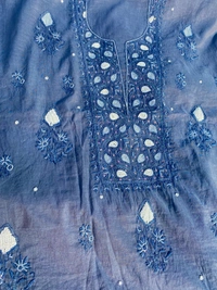 Slate Grey Chikankari Unstitched Kurta Dupatta Set - Gray