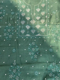 Zunaira Bottle Green Chikankari Unstiched Kurta Dupatta - Unstiched, bottle green