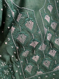 Zunaira Bottle Green Chikankari Unstiched Kurta Dupatta - Unstiched, bottle green