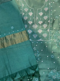 Zunaira Bottle Green Chikankari Unstiched Kurta Dupatta - Unstiched, bottle green