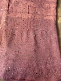 Dusty Rose Pink Chikankari Mukaish Viscose Unstiched Dress - Dusty Rose Pink