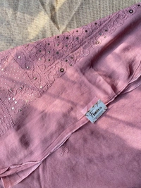 Dusty Rose Pink Chikankari Mukaish Viscose Unstiched Dress - Dusty Rose Pink