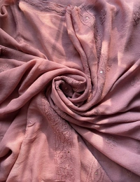 Dusty Rose Pink Chikankari Mukaish Viscose Unstiched Dress - Dusty Rose Pink