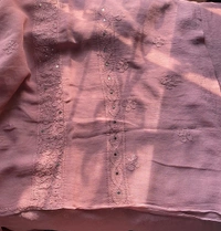 Dusty Rose Pink Chikankari Mukaish Viscose Unstiched Dress - Dusty Rose Pink