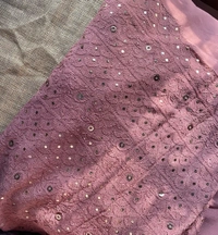 Dusty Rose Pink Chikankari Mukaish Viscose Unstiched Dress - Dusty Rose Pink