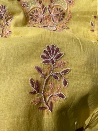 Yellow Chikankari Unstitched Kurta Dupatta Set - Laser Lemon