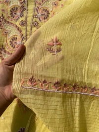 Yellow Chikankari Unstitched Kurta Dupatta Set - Laser Lemon
