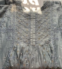 Sunehri – Grey Handcrafted Chikankari Gown Set - Semi Stiched, Gray