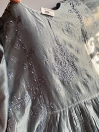 Sunehri – Grey Handcrafted Chikankari Gown Set - Semi Stiched, Gray