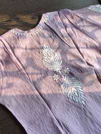 Lavender Chikankari Mukaish Kurta Plazo Set - XL(42), Lavender