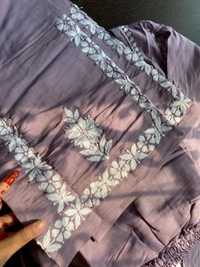 Lavender Chikankari Mukaish Kurta Plazo Set - XL(42), Lavender