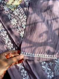 Lavender Chikankari Mukaish Kurta Plazo Set - XL(42), Lavender