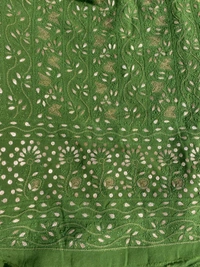 Bottle Green Chikankari Mukaish Viscose Unstiched Dress - Bottle Green