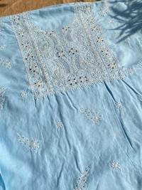Blue Traditional Chikankari Mukaish Unstiched Dress - Blue
