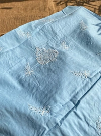 Blue Traditional Chikankari Mukaish Unstiched Dress - Blue