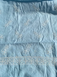 Blue Traditional Chikankari Mukaish Unstiched Dress - Blue
