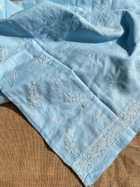 Blue Traditional Chikankari Mukaish Unstiched Dress - Blue