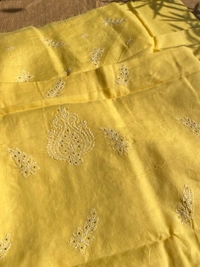 Yellow Traditional Chikankari Mukaish Unstiched Dress