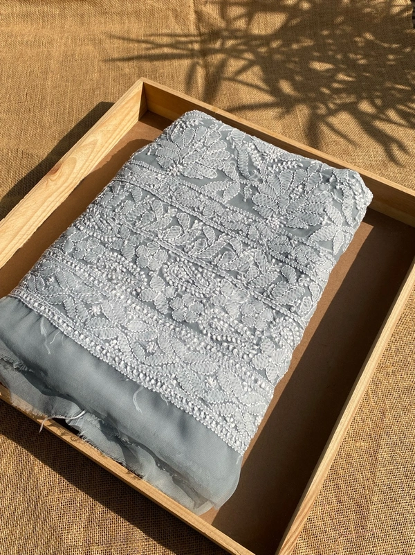 Grey Chikankari Georgette Unstiched Dress