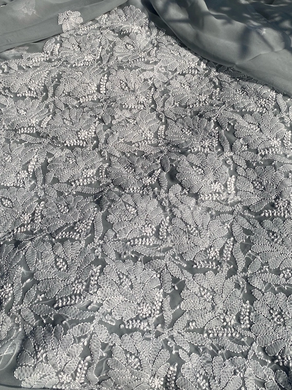 Grey Chikankari Georgette Unstiched Dress