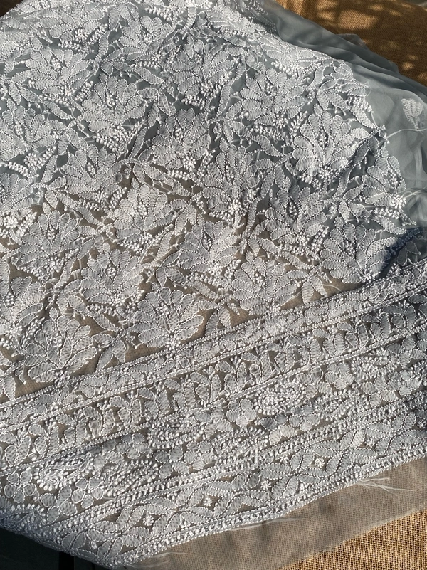 Grey Chikankari Georgette Unstiched Dress