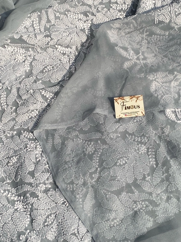 Grey Chikankari Georgette Unstiched Dress