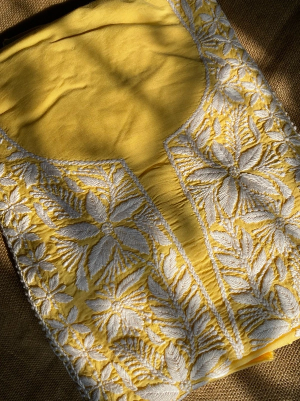 Soft Modal Chikankari Unstiched Dress Material - Unstiched - Unstiched, Yellow