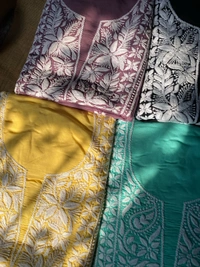 Soft Modal Chikankari Unstiched Dress Material - Unstiched - Unstiched, Yellow