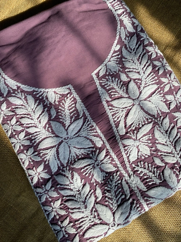 Soft Modal Chikankari Unstiched Dress Material - Unstiched - Unstiched, Purple