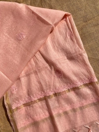 Exquisite Chikankari With Full Sequins Jaal Work Unstiched Dress Material-Peach - Unstiched, peach
