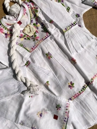 Snow White Chikankari Frill Frock Set - 32