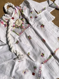 Snow White Chikankari Frill Frock Set - 32