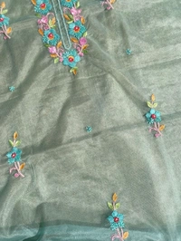 Parsi Gara Organza Unstitched Kurtas - Mint Green