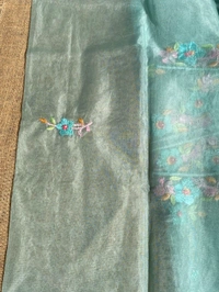 Parsi Gara Organza Unstitched Kurtas - Mint Green