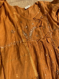 Roohani – Mustard Handcrafted Mukaish Gown Set - Semi Stiched - Semi Stiched, Mustard