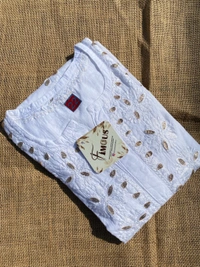 Nanhi Pari - White Chikankari Gotapatti Mulmul Kidswear Set - 16