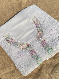 Cream Coffee Chikankari Parsigara Viscose Unstiched Dress - Cream Coffee