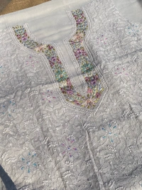 Cream Coffee Chikankari Parsigara Viscose Unstiched Dress - Cream Coffee