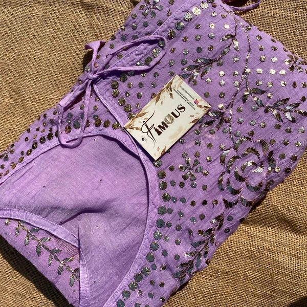 Roohani –Lilac Handcrafted Mukaish Gown Set - Semi Stiched, Lilac