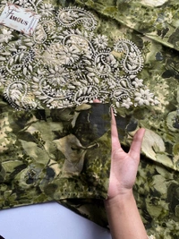 Anaya Chikankari Reyon Goldprint Long Kurti - L(40), Mehndi