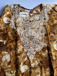 Anaya Chikankari Reyon Goldprint Long Kurti - XL(42), Mustard