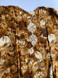 Anaya Chikankari Reyon Goldprint Long Kurti - XL(42), Mustard