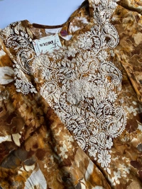 Anaya Chikankari Reyon Goldprint Long Kurti - 2XL(44), Mustard